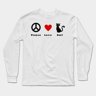 peace,love,cat Long Sleeve T-Shirt